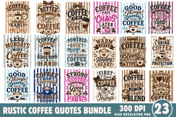 Download Rustic Coffee Quotes PNG Bundle - Quotes Collection